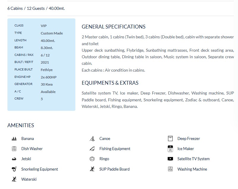 40 Meter VIP Yacht Charter in Turkey