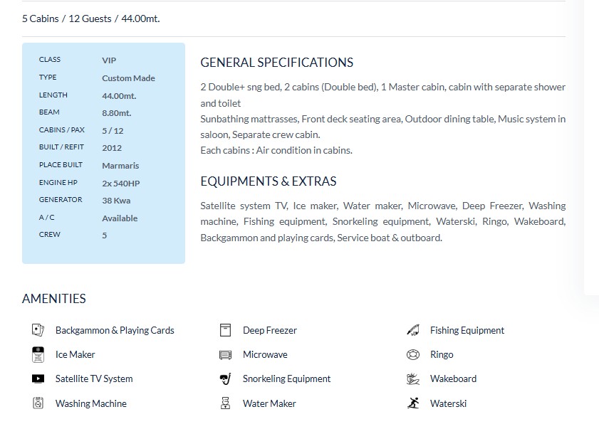 44 Meter VIP Yacht Charter in Turkey