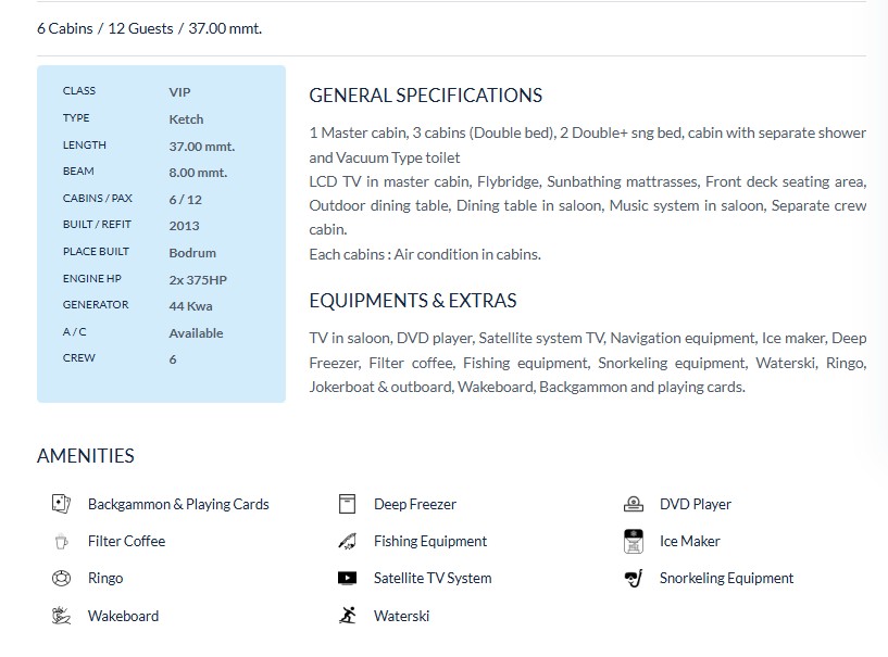 37 Meter VIP Ketch Yacht Charter in Turkey