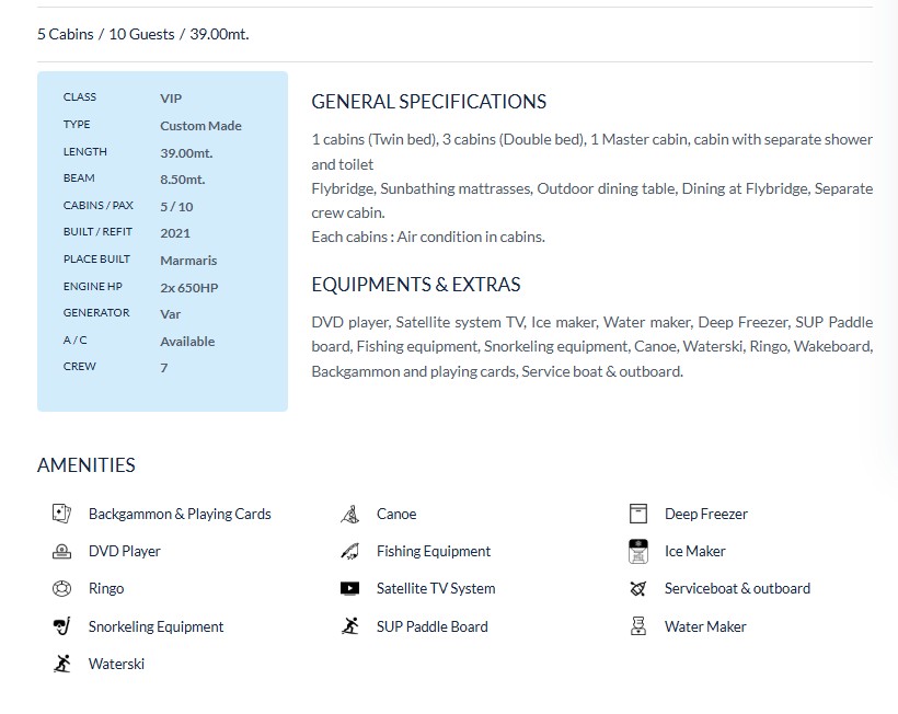 39 Meter VIP Yacht Charter in Turkey