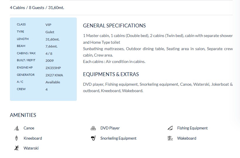 31 Meter VIP Gulet Charter in Turkey