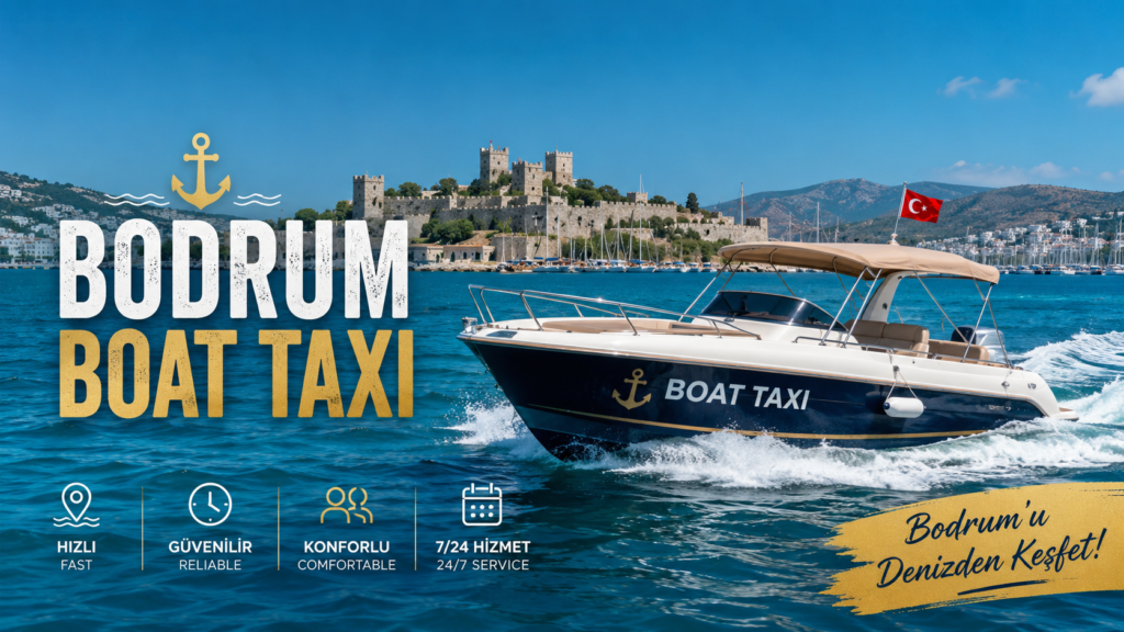 Bodrum Boat Taxi providing luxury private speedboat transfers between marinas, beach clubs, luxury hotels, private villas, and hidden bays along the Bodrum Peninsula with fast, comfortable, and VIP sea transportation.
